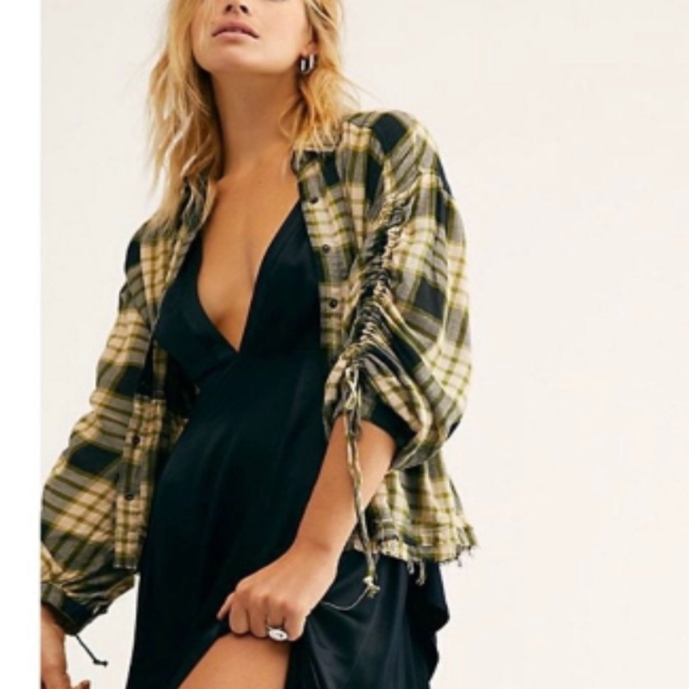 Free People Pacific Dawn drawstring plaid top - Picture 6 of 10